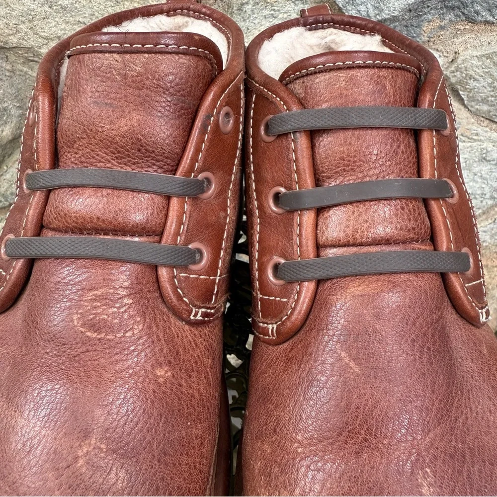 UGG Shearling Wool Lined Brown Leather Chukka Boots Men’s 9